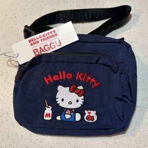 NEW! BAGGU x HELLO KITTY Embroidered navy sling/fanny bag / NWT